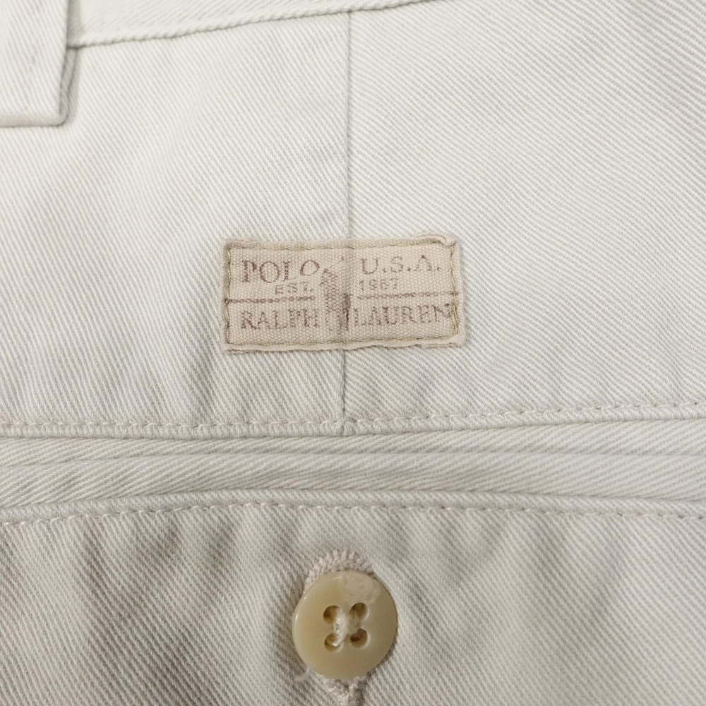 Vintage Polo By Ralph Lauren Chino Shorts Mens 38 Beige Pleated 90s - Picture 4 of 7